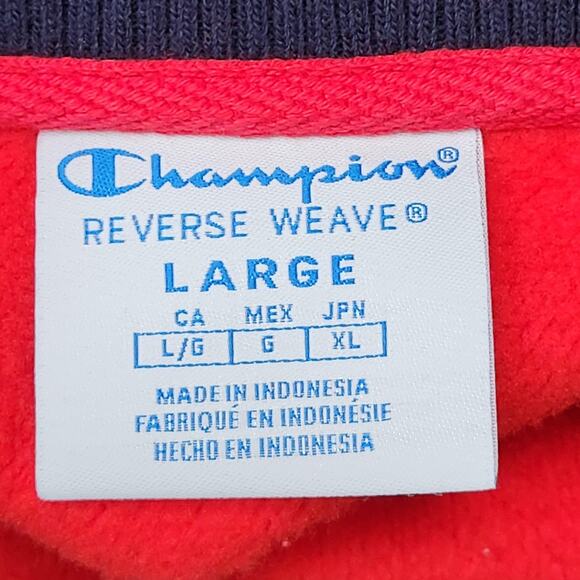Champion Reverse Weave Sweatshirt Womens Large Red Cropped V-Neck Pullover - Picture 10 of 13